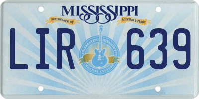 MS license plate LIR639