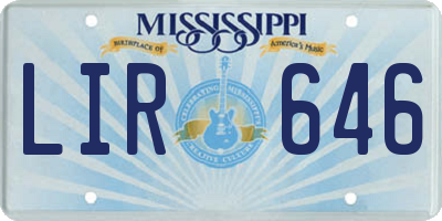 MS license plate LIR646