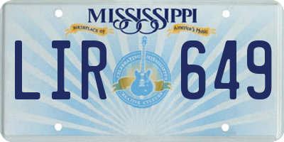 MS license plate LIR649