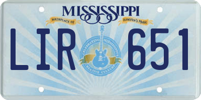 MS license plate LIR651