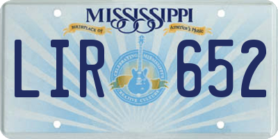 MS license plate LIR652