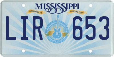 MS license plate LIR653