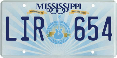 MS license plate LIR654