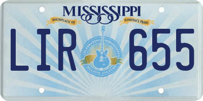 MS license plate LIR655