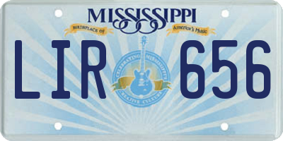 MS license plate LIR656