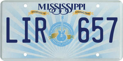 MS license plate LIR657
