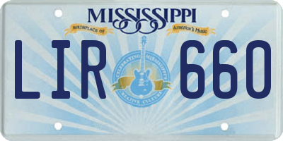 MS license plate LIR660
