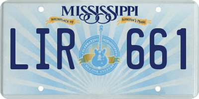 MS license plate LIR661