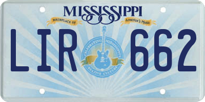 MS license plate LIR662