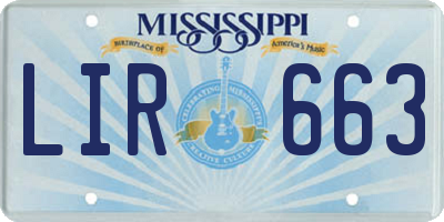 MS license plate LIR663