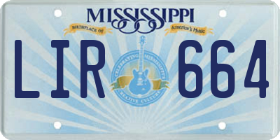 MS license plate LIR664