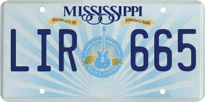 MS license plate LIR665