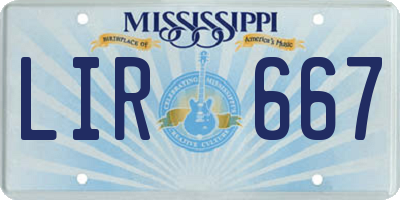 MS license plate LIR667