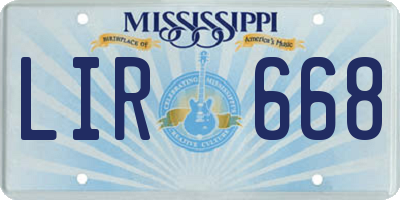 MS license plate LIR668