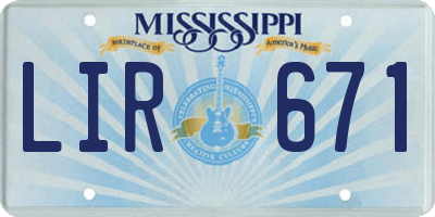 MS license plate LIR671