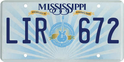 MS license plate LIR672