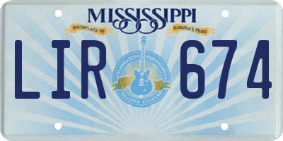 MS license plate LIR674