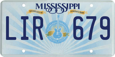 MS license plate LIR679