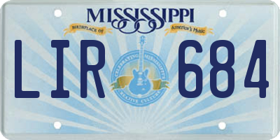 MS license plate LIR684