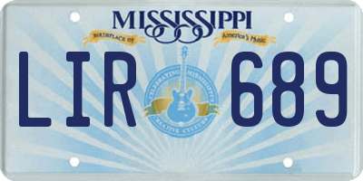 MS license plate LIR689