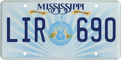 MS license plate LIR690