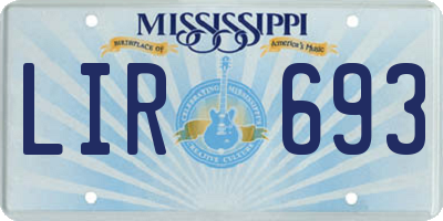 MS license plate LIR693