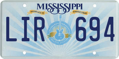MS license plate LIR694