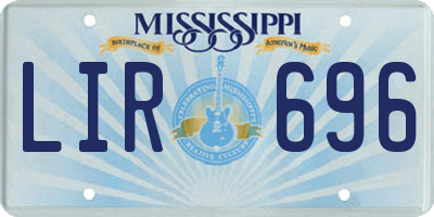MS license plate LIR696