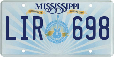 MS license plate LIR698