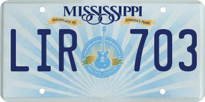 MS license plate LIR703