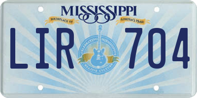 MS license plate LIR704