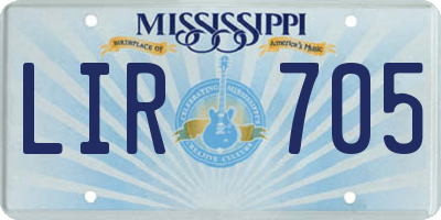 MS license plate LIR705