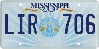 MS license plate LIR706