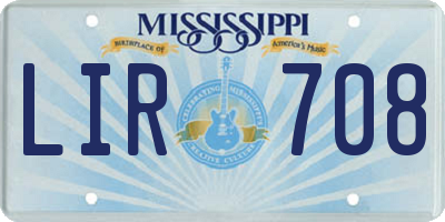 MS license plate LIR708