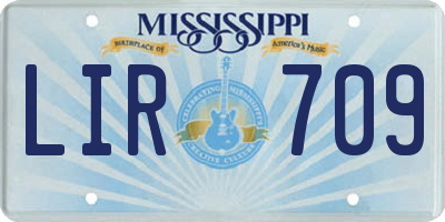 MS license plate LIR709
