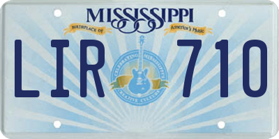 MS license plate LIR710
