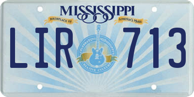 MS license plate LIR713