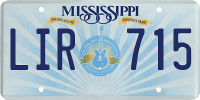 MS license plate LIR715