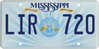 MS license plate LIR720