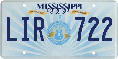 MS license plate LIR722