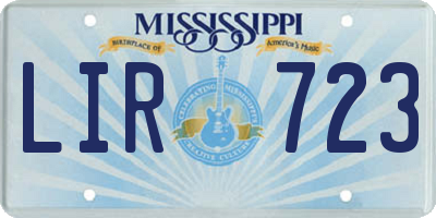 MS license plate LIR723