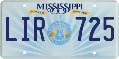 MS license plate LIR725