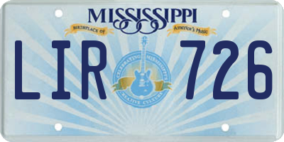 MS license plate LIR726