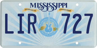 MS license plate LIR727