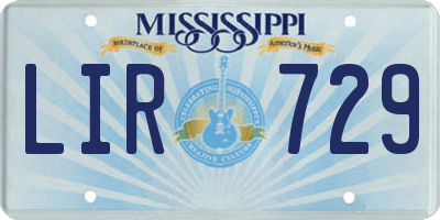 MS license plate LIR729