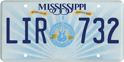 MS license plate LIR732