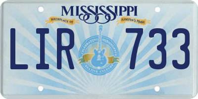 MS license plate LIR733