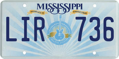 MS license plate LIR736