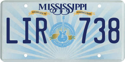 MS license plate LIR738
