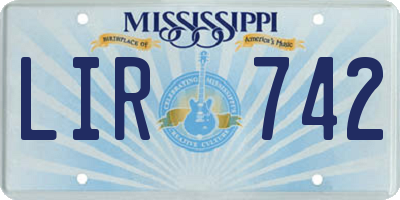 MS license plate LIR742